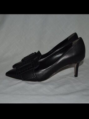 Sz 6.5 Kennel Schmenger Black Leather Buckle Detail Pumps Heels